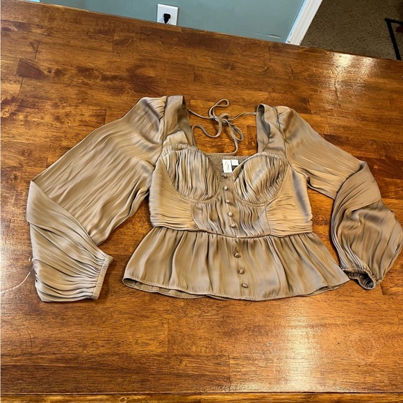 Joie Corset ruched back light brown tan blouse size small - Picture 1 of 7